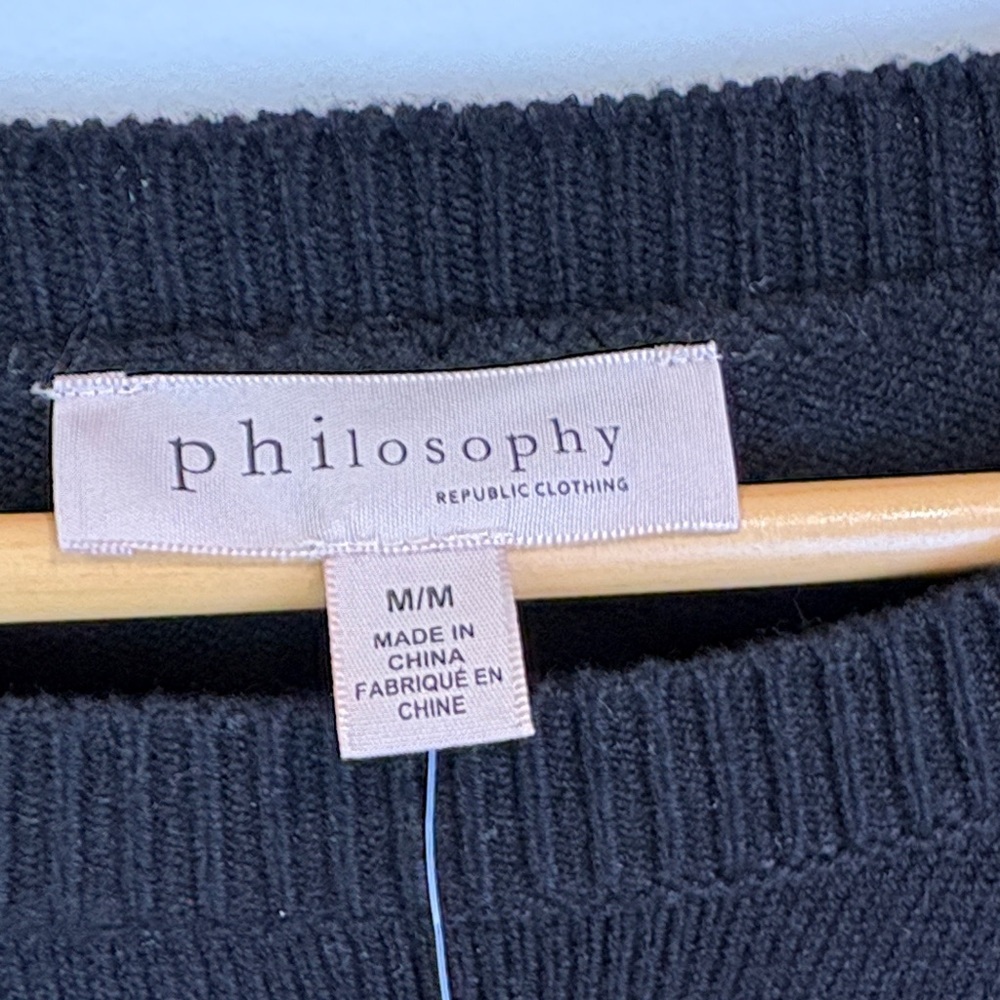 NWT Philosophy Black Sweater with SKI Design size M - Picture 6 of 7